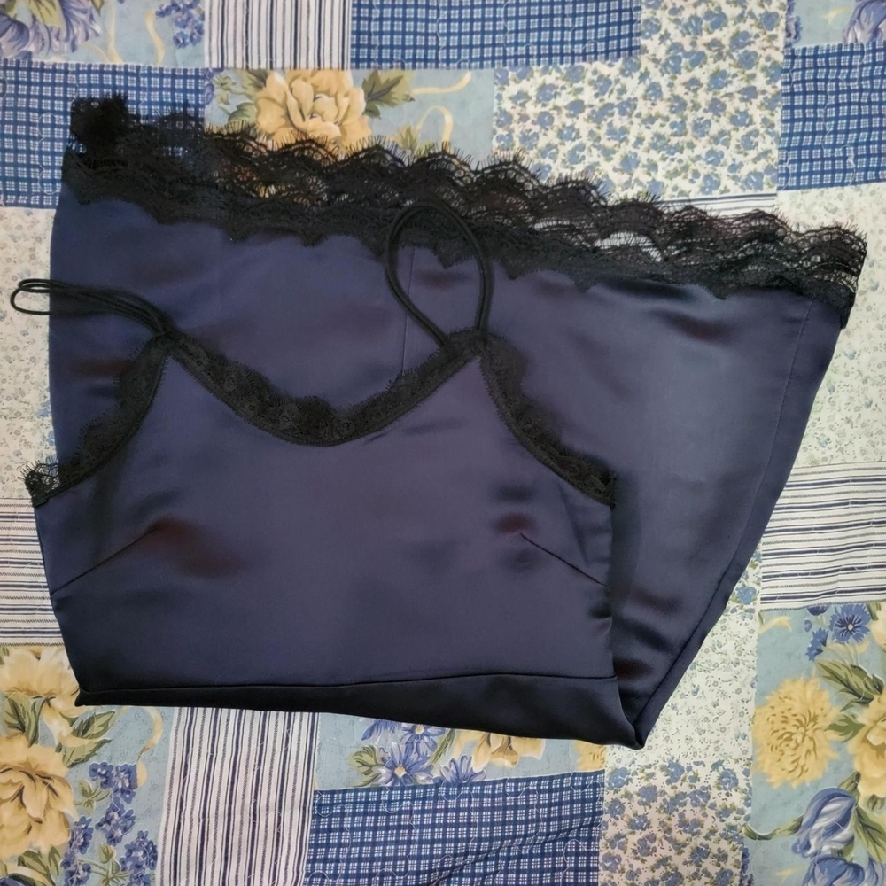 Navy Blackish Satin Dress